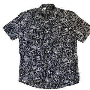 Wesc Oden Mary Jane Graffiti Weed Shirt Short Sleeve Button Down Streetwear-L